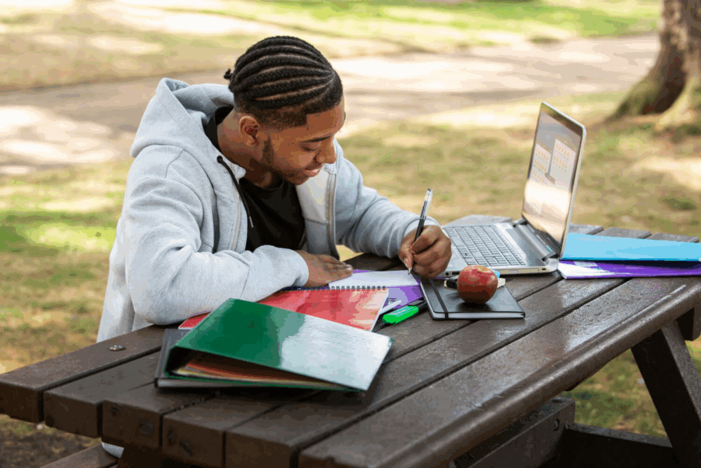 Student studying