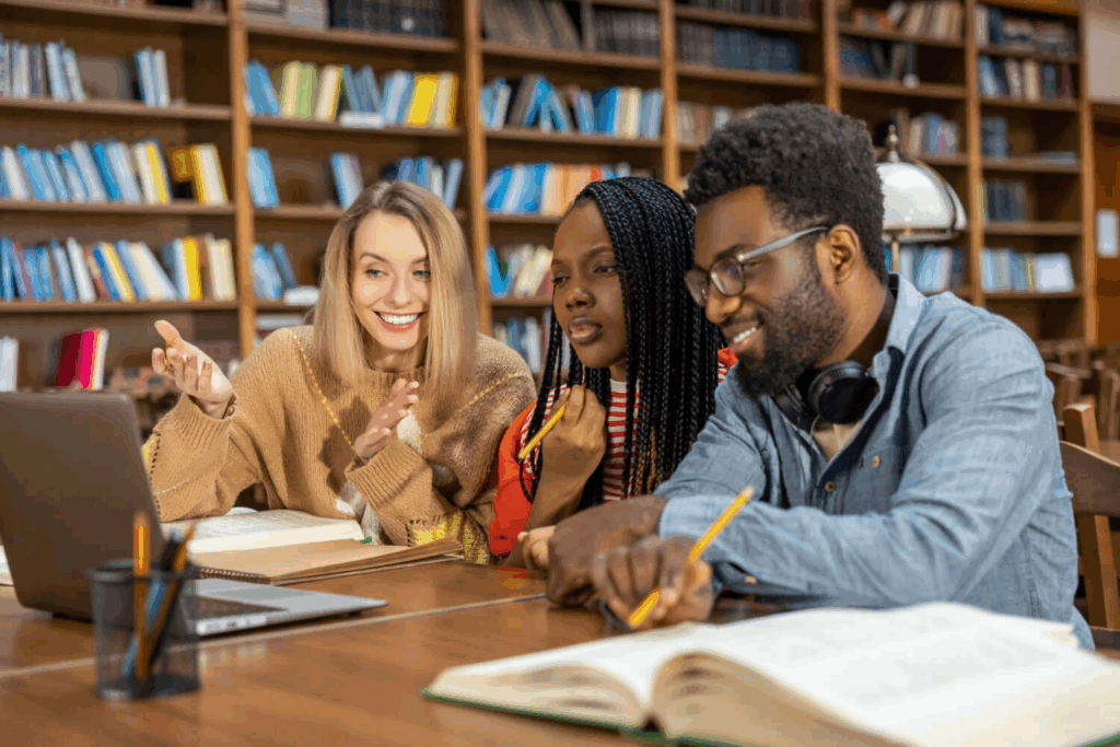 Students studying